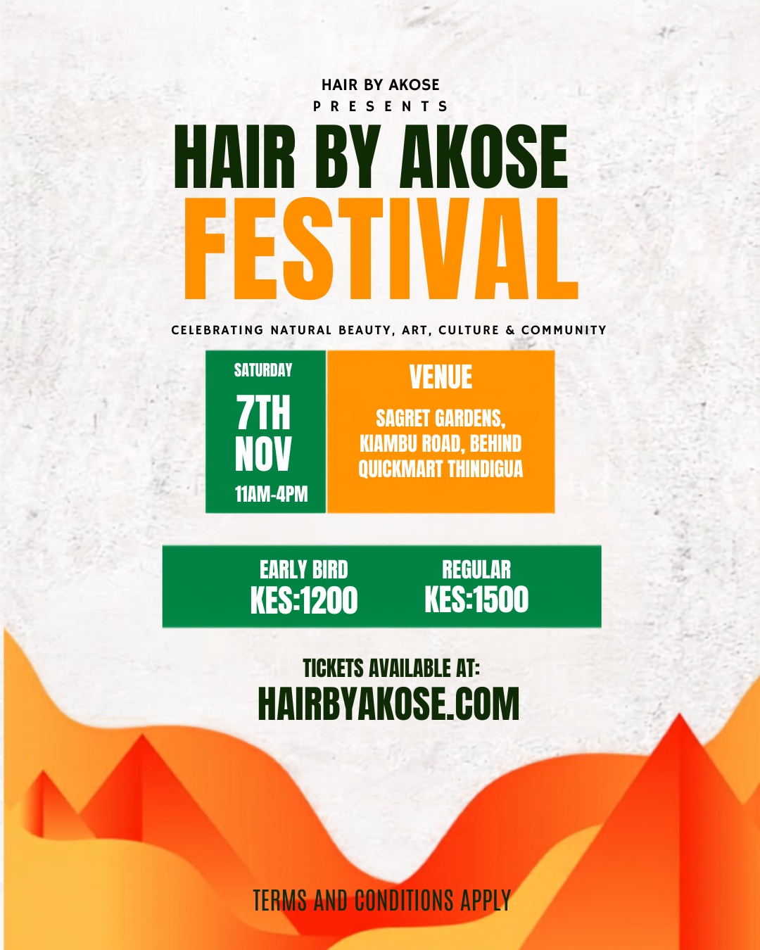 Poster for the upcoming Hair by Akose event